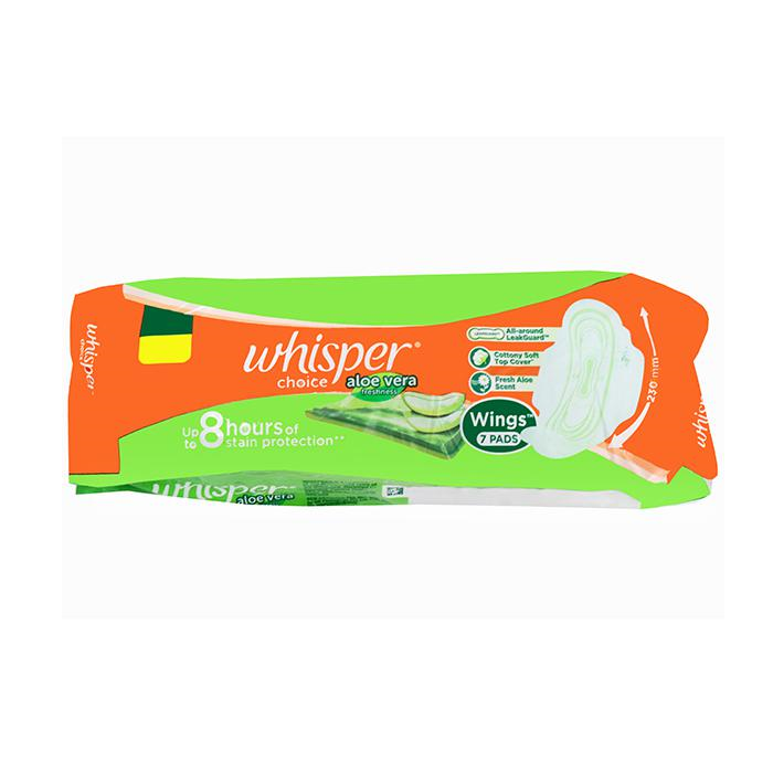 Whisper Choice aloe cottony soft Sanitary Pads , Regular 7 Napkins